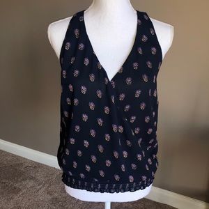 Lucky Brand Navy Floral Racerback Boho Summer Tank